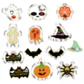 Detailed view of Halloween stainless steel cookie cutters set, featuring cute ghost and bat shapes. - Style C