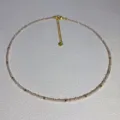Delicate beaded choker necklace with gold metallic spacer beads and extension chain. - 2#