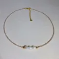 Elegant baroque pearl necklace with delicate pink beads and gold chain for women daily wear. - 3#