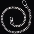 Punk Metall Totenkopf Geldbörsenkette Herren Heavy Metal Jeans Kette Biker Gothic - Einschienige Totenkopf Hosenkette / 60CM / Silber