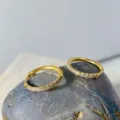Gold stainless steel cubic zirconia hoop earrings, elegant minimalist circular design variant. - 1.6*12mm / Gold