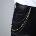 Multi-layer rhinestone waist chain punk hip hop jeans chain colorful crystal ball jewelry - XY-1844 (Multi-color Rhinestone)