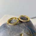 Boucles d'oreilles créoles en or zircon en acier inoxydable petites boucles pour femmes - 1.6*10mm / Or