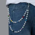 Women rhinestone pants chain hip hop punk waist chain double layer jeans denim accessory - XY-1860 (Contrast Rhinestone)