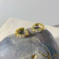 Créoles dorées en acier inoxydable avec zircons brillants bijoux élégants pour femmes - 2.0*6mm / Or