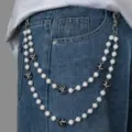 Fashion double layer rhinestone waist chain hip hop punk metal pants chain for women denim - XY-1862 (Black White Contrast)