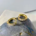 Boucles d'oreilles créoles en acier inoxydable zircon doré, petites boucles élégantes femme. - 2.5*8mm / Or