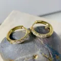 Boucles d'oreilles créoles en acier inoxydable et zircon, bijoux ronds dorés. - 2.5*12mm / Or
