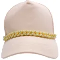 Beige rhinestone chain baseball cap fashionable streetwear crystal bling sun hat stylish - Yellow Hat Chain