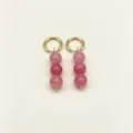 Chic gold hoop earrings with pink natural stone beads, elegant minimalist jewelry for women. - Size 11 Gold