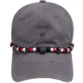 Κομψό γκρι baseball cap με μοναδικές πολύχρωμες χάντρες ζάρια, μοντέρνο αξεσουάρ. - Αλυσίδες καπέλου με μαύρα ζάρια
