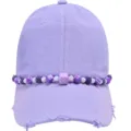 Paarse honkbalpet met stijlvolle dobbelsteen kraal ketting, trendy mode-accessoire voor dames. - Paarse dobbelsteen hoedkettingen