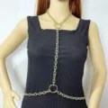 Golden metal body chain multi-layer waist chain necklace sexy vintage jewelry accessory detail - Gold