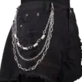 Punk multi-layer metal pants chain waist accessory for edgy street fashion apparel details. - White Gold Color