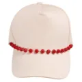 Beaded chain beige baseball cap stylish fashion hat accessory trend street wear headwear - Red