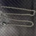 Detailed view of the silver metal chain link, featuring durable metal construction. - CCB Pendant Waist Chain / White K