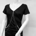 Faux Pearl Multi-Layer Body Chain Silver Metal Waist Jewelry for Women Variant Model - Silver
