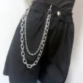 Punk multi-layer silver pants chain detail, cool hip hop waist jewelry for men and women. - Layered Metal Pants Chains - Style 4
