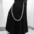 Punk style thick metal waist chain, exaggerated silver chain pants accessory for women. - Style 2 / White K/Silver