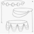 Silver metal waist chain multi-layer body chain sexy waist belt for women fashion jewelry - Waist Chain 3-Piece Set / Three-Piece Set / Silver