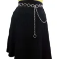 Punk style silver metal waist chain for women, trendy interlocking ring skirt belt hip hop jewelry. - Metal O-Ring Waist Chain (White K)