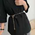 Chaine d'Ancre style metal waist chain for women, chic body chain accessory for dresses. - Pig Nose Style / Gold