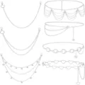 Vintage multi-layer metal waist chains punk style pants chains set for women detail view. - 7-Piece Set / 7-Piece Set / Silver