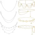 Vintage multi-layer metal waist chains, punk style pant chains and women's fashion accessories. - 7-Piece Set / 7-Piece Set / Gold and Silver Mix