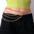 Multi-layer gold waist chain rhinestone body jewelry for women fashion accessory detail shot - Rhinestone Waist Chains - Gold