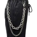 Catena da pantaloni in metallo multistrato in stile punk, gioiello da vita con catena spessa - Catena Pantaloni Gancio Teschio / Bianco K