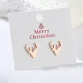 Orecchini a lobo con corna di renna di Natale in acciaio inossidabile, regalo perfetto donna. - Oro rosa