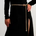 Gold metal chain waist belt punk body chain for women sexy dress accessory fashion style - 133cm / Gold
