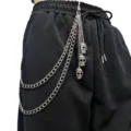 Punk hip hop multi-layer metal pants chain with skull charms for men and women fashion accessories. - Skull Pendant Pants Chain / White K Gold