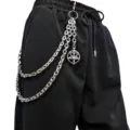 Punk multi-layer metal waist chain hip hop street style pants chain with goat skull pendant. - Ram Pentagram Pants Chain / White