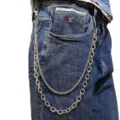 Double layer metal pants chain cool hip hop wallet chain streetwear accessories for unisex. - Snake Chain + Cable Chain / White K/Silver