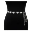 Silver heart waist chain, metal body chain for women, sexy adjustable belt jewelry. - Heart Waist Chain / Silver