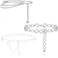 Silver metal waist chains set featuring multi-layer, circle links, and heart pendants. - 3-Piece Chain Set (Silver-tone)