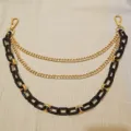 Detailed shot of multi-layer metal resin chain strap, versatile punk style bag and pants accessory. - Pants Chains (Black)