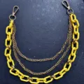 Punk hip hop style multi-layer yellow acrylic and metal pant chain bag decorative chain - Trousers Chains (Yellow)
