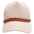 Beige baseball cap featuring a trendy brown chunky chain accessory for women and daily wear. - Brown