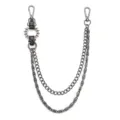 Punk gothic metal pants chain with spikes and double layers, cool rock wallet chain for men. - Black Leather