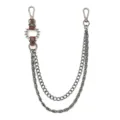 Punk rock style multi-layer metal pants chain with spikes and leather decoration for men. - Brown Leather