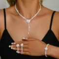 Elegant cubic zirconia necklace earrings bracelet set for women bridal party wear. - 3-Piece Set (HB094-3) / Silver