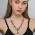 Squisito set di gioielli con collana e orecchini in strass da donna per feste di nozze. - Stile Goccia d'Acqua Dorata (80826608)