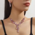 Set collana e orecchini in cristallo rosso, gioielli con strass eleganti donna festa matrimonio. - Stile Set Due Pezzi Intrecciato Semplificato (80807514)