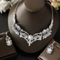 Splendido set collana orecchini strass sposa, gioielli vintage cristallo per festa. - Stile Cristallo Ovale (80836401) / Argento