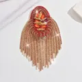 Rhinestone tassel shoulder epaulet brooches, crystal fringe suit dress jewelry accessory. - Red Style (MS315-2) / Red