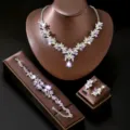Elegante set di gioielli da sposa collana bracciale orecchini foglia strass cristallo. - Set Viola (80868909) / Set da 3 Pezzi Viola