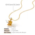 Elegante collar de cobre bañado en oro de 18k con un colgante de circón amarillo. - Estilo Caramelo Cuadrado (KN0712)