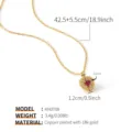 Vergoldete Herz Halskette Detail mit rotem Zirkon Anhänger, Größen und Gewichtsangaben. - Herz Halo Stil (KN0708)